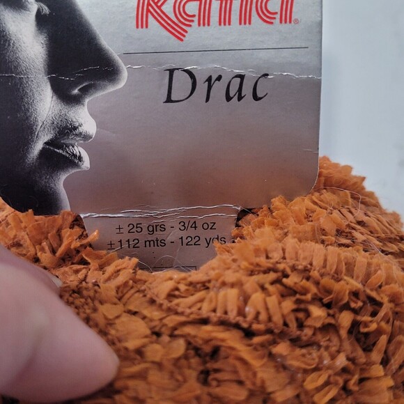 1 Ball Katia Drac Yarn Nylon Orange Rust 25g 122 yds  Fluffy Fuzzy DISC - Picture 4 of 6